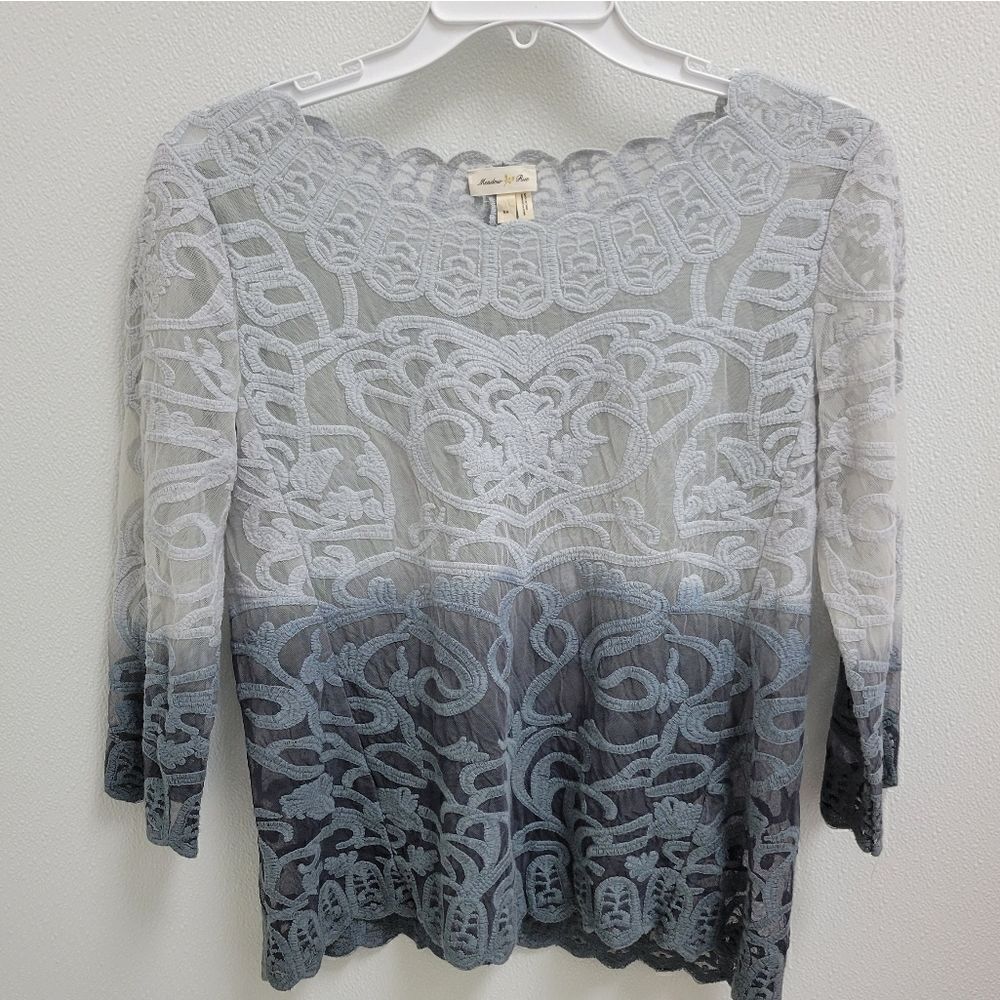 Anthropologie Meadow Rue Caela Scalloped Sheer lace top XS